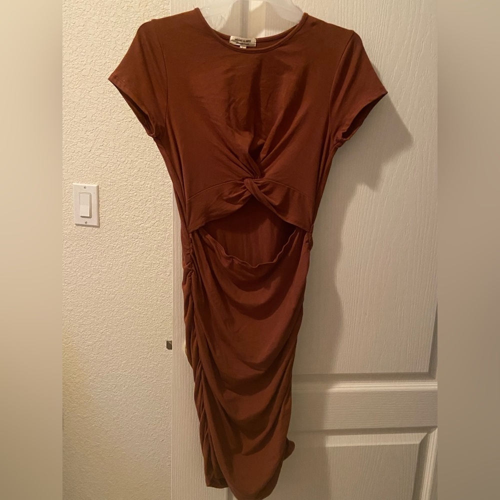 Brown/ Cinnamon cut-out dress